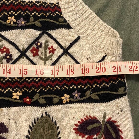 Vintage Northern Reflections Sweater Vest Womens Fall Leaf Granny Knit 90s - Picture 5 of 6